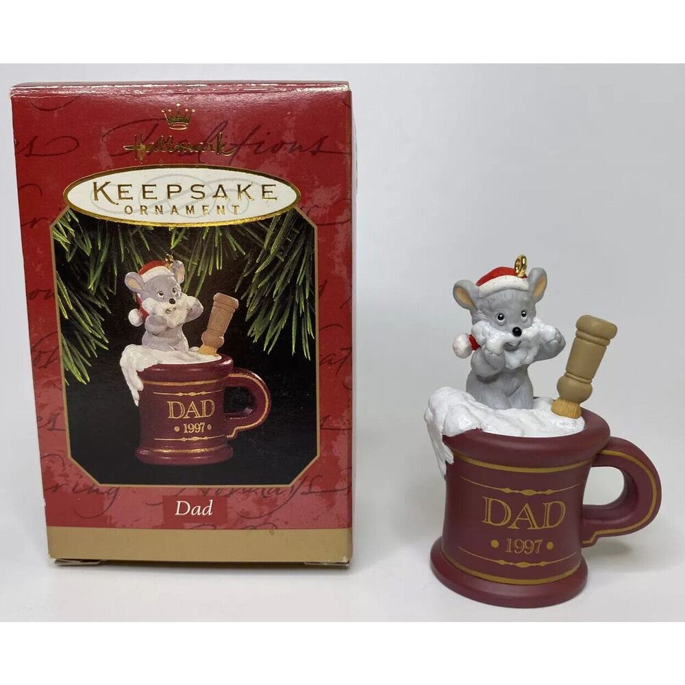 1997 Hallmark Dad Mouse In Mug Ornament U69/6532